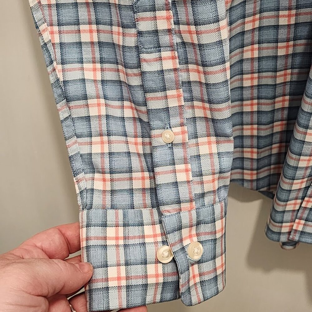 Johnnie O Mens Lightweight Cotton Check Plaid Button Down Flannel Size Large - Picture 7 of 14